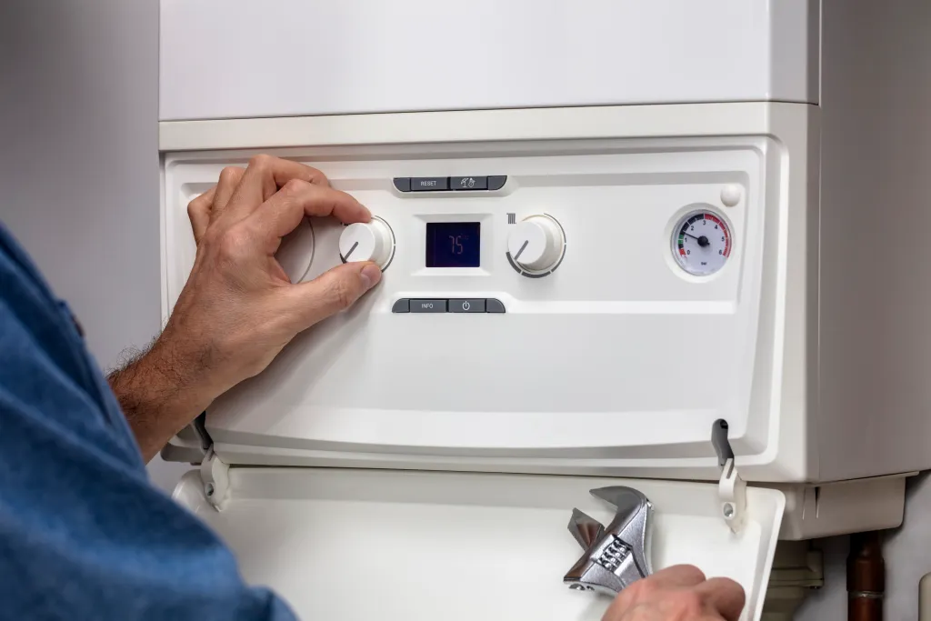 J Copland Plumbing and Heating engineer inspecting and commissioning a domestic boiler to ensure a safe, reliable and efficient heating installation